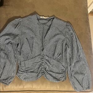 Zara Monochrome Gingham Blouse